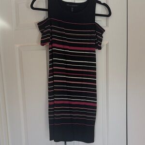 White House Black Market Black and Pink Striped Mini Dress